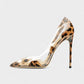 DALYA Transparent Pointed-Toe Leopard Heels