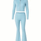 RAINY Zip-Up Hoodie and Flare Pants Set