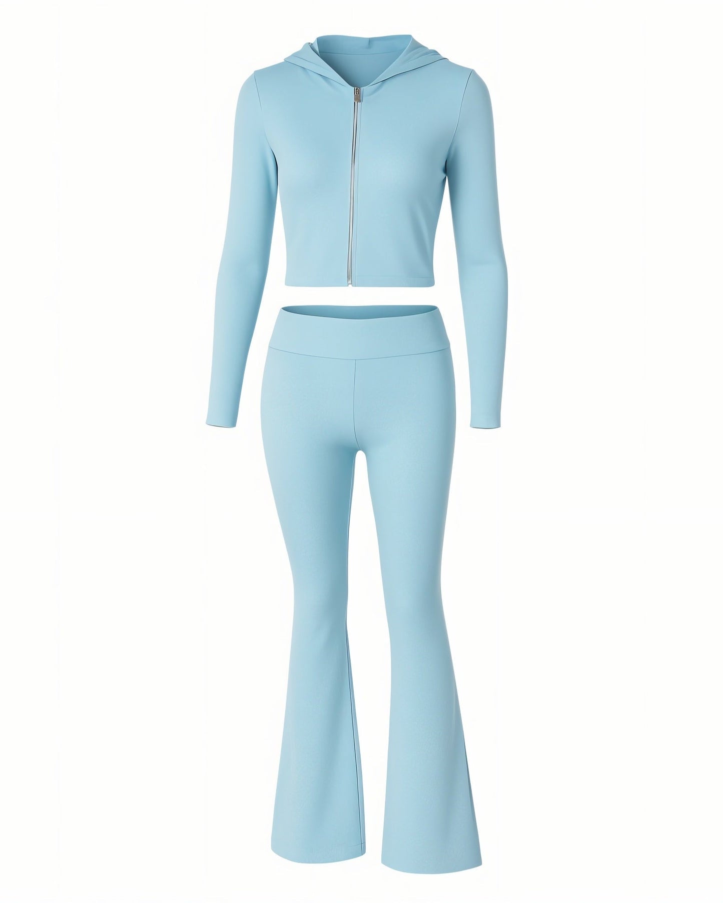 RAINY Zip-Up Hoodie and Flare Pants Set