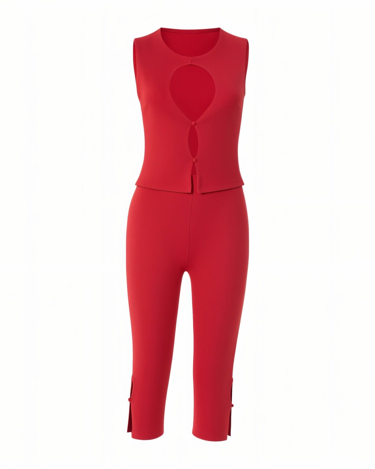 RAFAELA Cutout Keyhole Top & Capri Pant Set