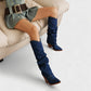 BETTY Denim Pointed Toe Slouchy Cowboy Boots