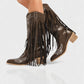 MITHENA Fringe Studded Cowboy Boots