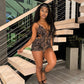 NYLA Leopard Velvet Ruffle Romper