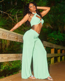 NAYELI Heart-Shaped Buckled Top & Pant Set