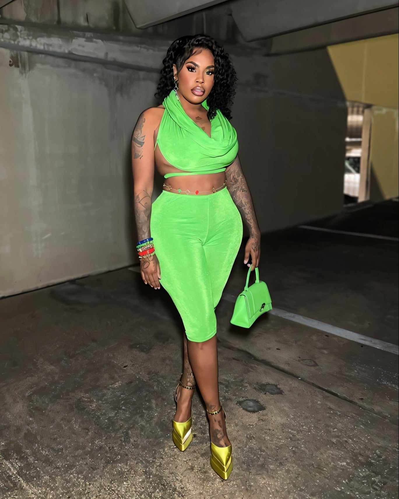 AZALEA Hooded Top & Capri Pants Set