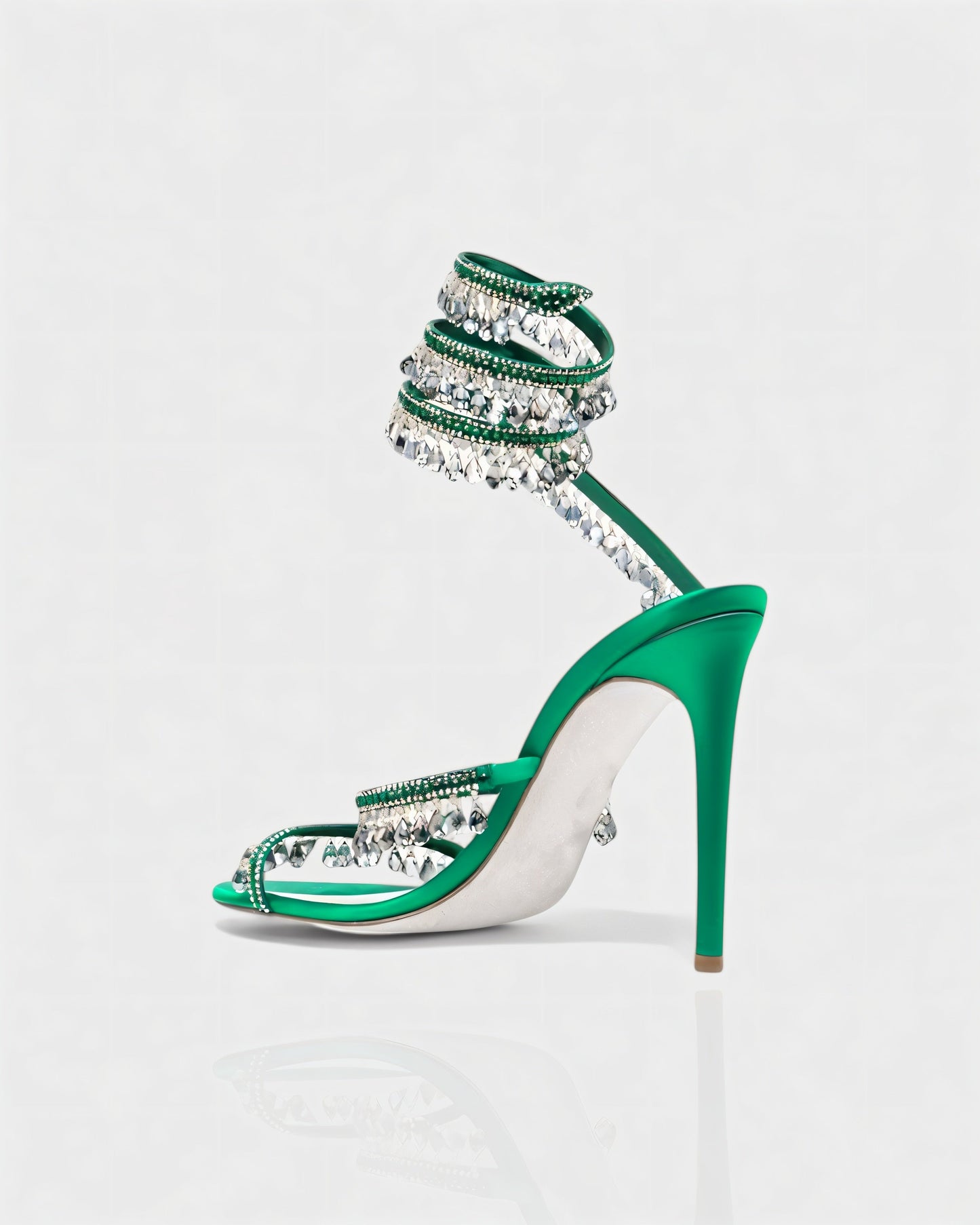 ALYRA Rhinestone Tassel Ankle-Wrap High Heels