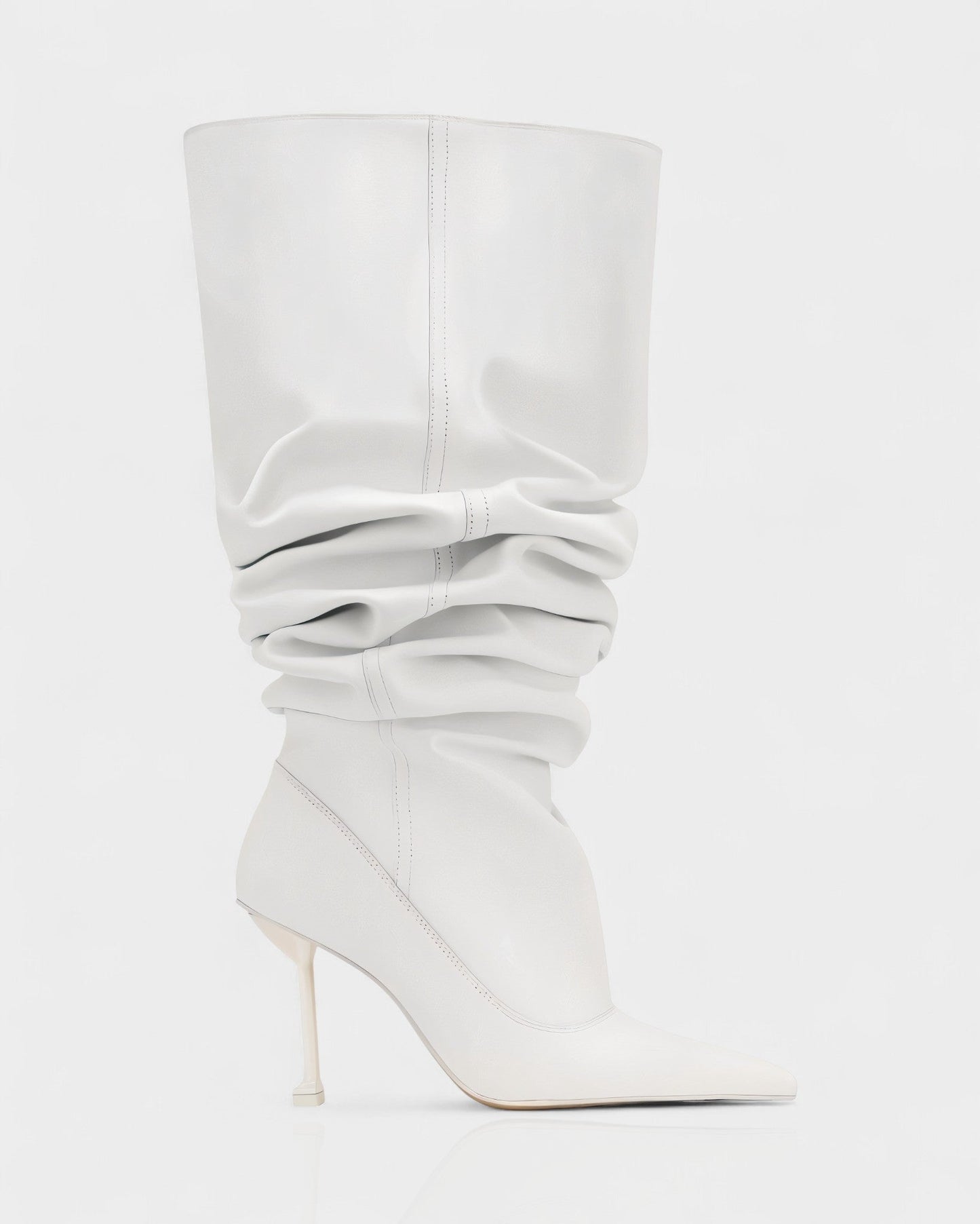 BELLARA Faux Leather Slouchy Pointed Toe Stiletto Boots