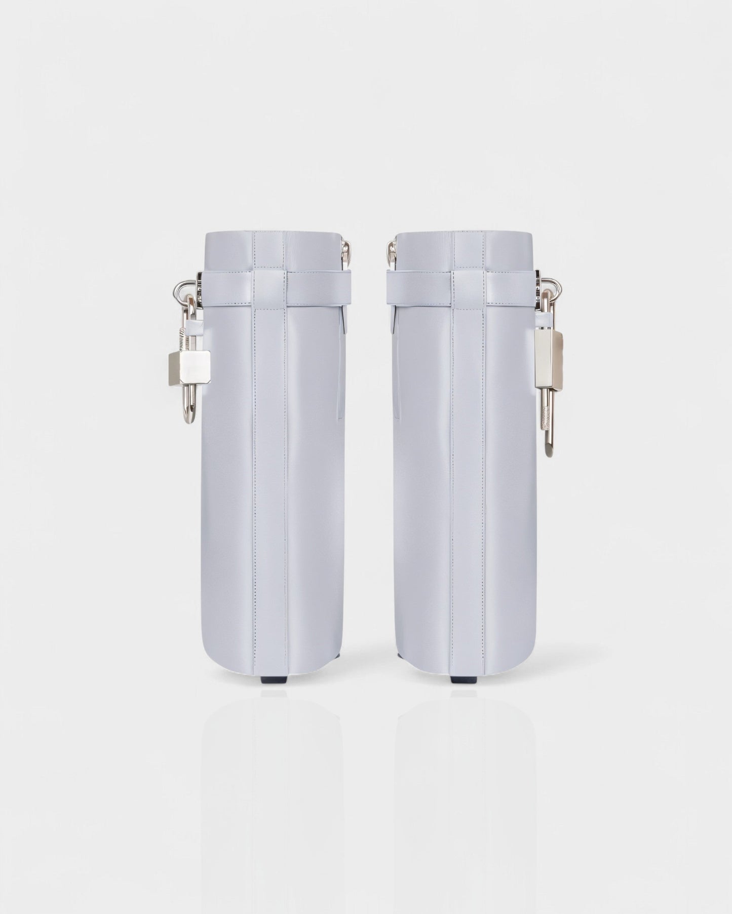 AVELINE Padlock Wedge Faux Leather Ankle Boots