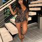NYLA Leopard Velvet Ruffle Romper