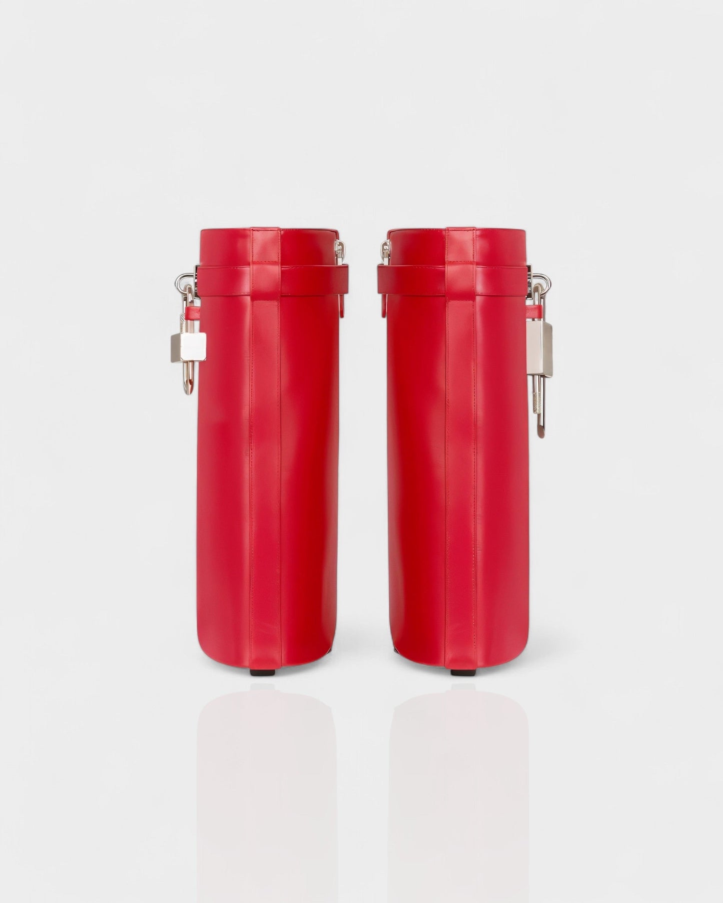 AVELINE Padlock Wedge Faux Leather Ankle Boots