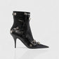 REVINA Studded Leather Pointed-Toe Ankle Boots