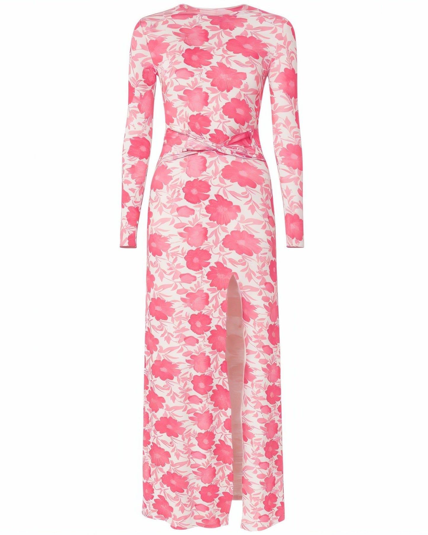 DELPHIA Floral Print Long Sleeve Slit Maxi Dress