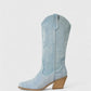 ALIANA Embroidered Denim Cowboy Boots