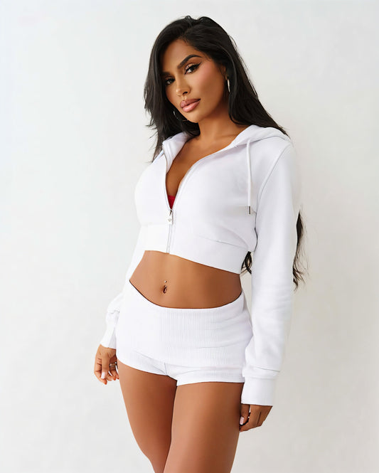 NARYA Cropped Hoodie & Mini Short Set