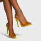 TRINNA Contrast Clear Strap Pointed Toe Heels