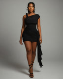 ANNARA Asymmetric Draped Mini Dress