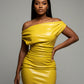 ORIELLE Faux Leather One-Shoulder Mini Dress