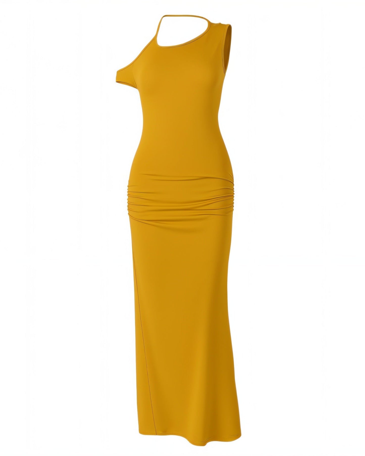 LIESSE One-Shoulder Halter-Back Maxi Dress