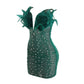 KAYALI Pearl & Rhinestone Embellished Feather Mini Dress