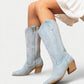 ALIANA Embroidered Denim Cowboy Boots