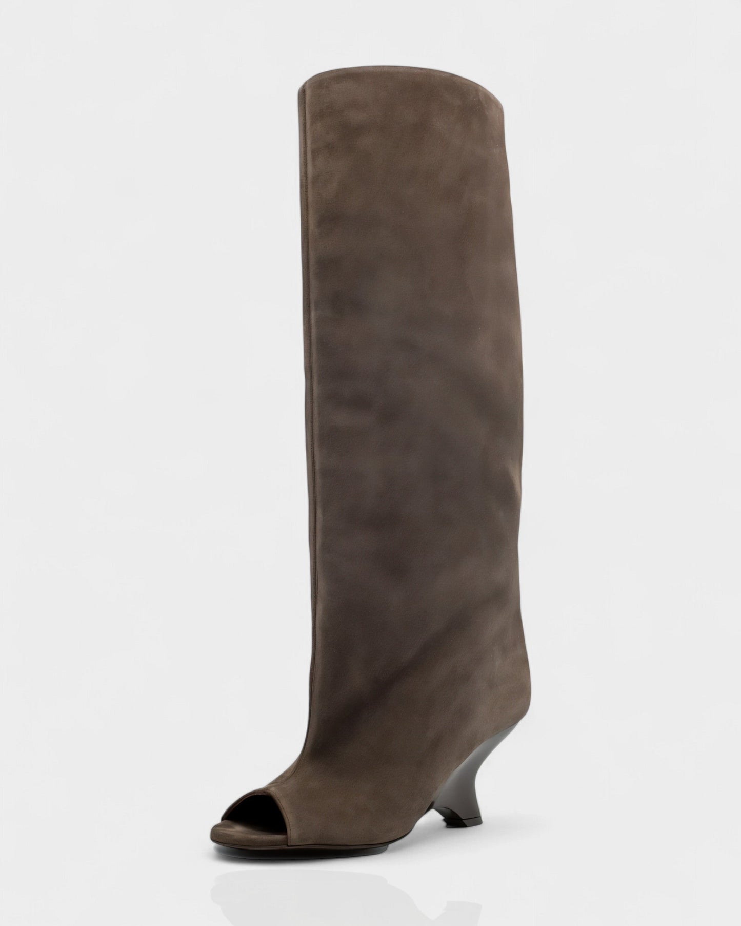 HELIRA Peep Toe Wedge Knee High Boots