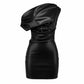 ORIELLE Faux Leather One-Shoulder Mini Dress