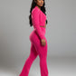 MARJORIE 3-Piece Zip Up Top & Flare Pants Set