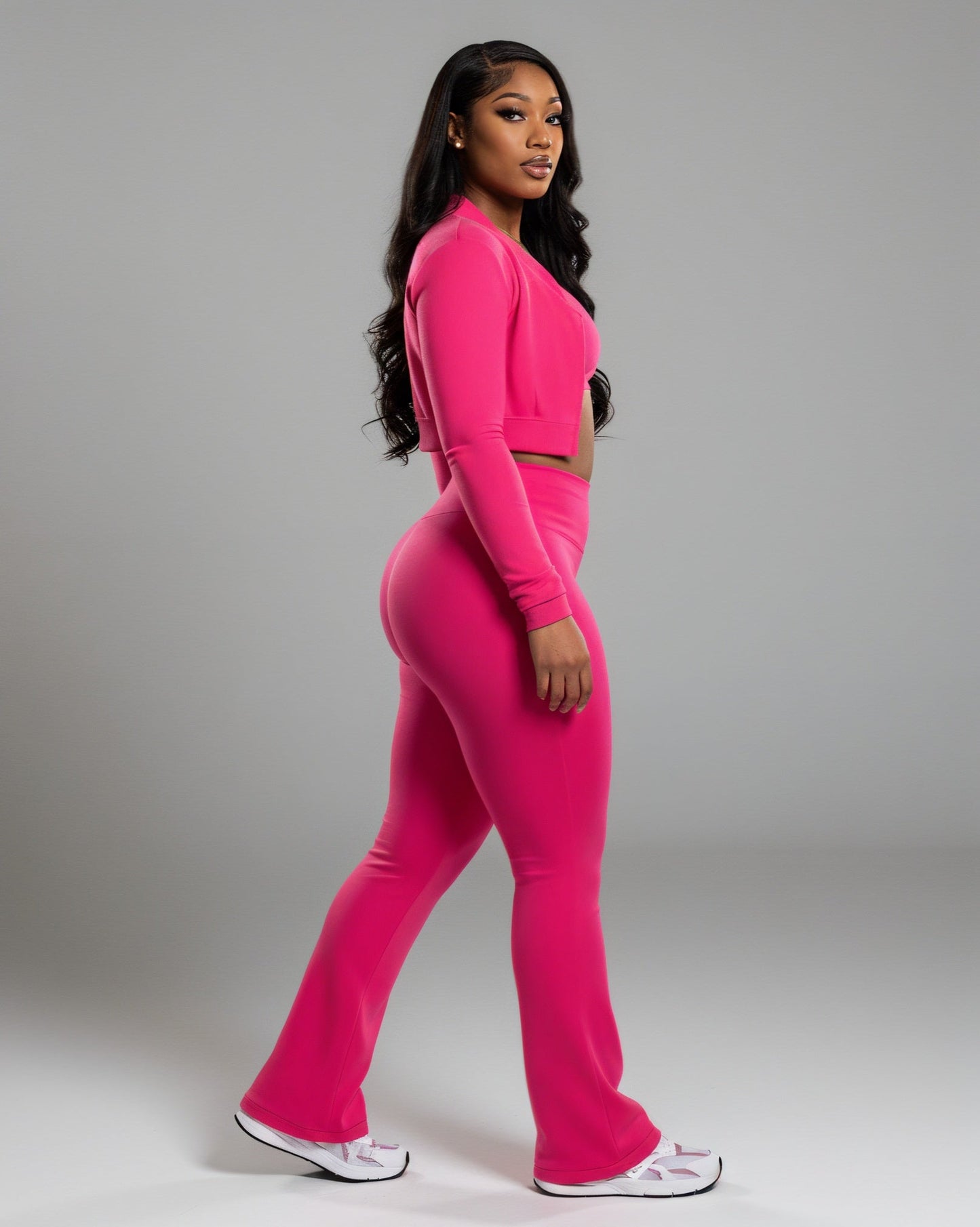 MARJORIE 3-Piece Zip Up Top & Flare Pants Set