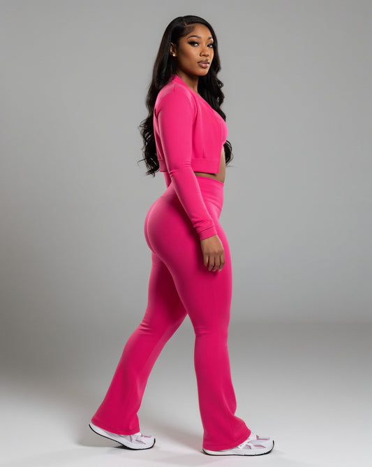 MARJORIE 3-Piece Zip Up Top & Flare Pants Set