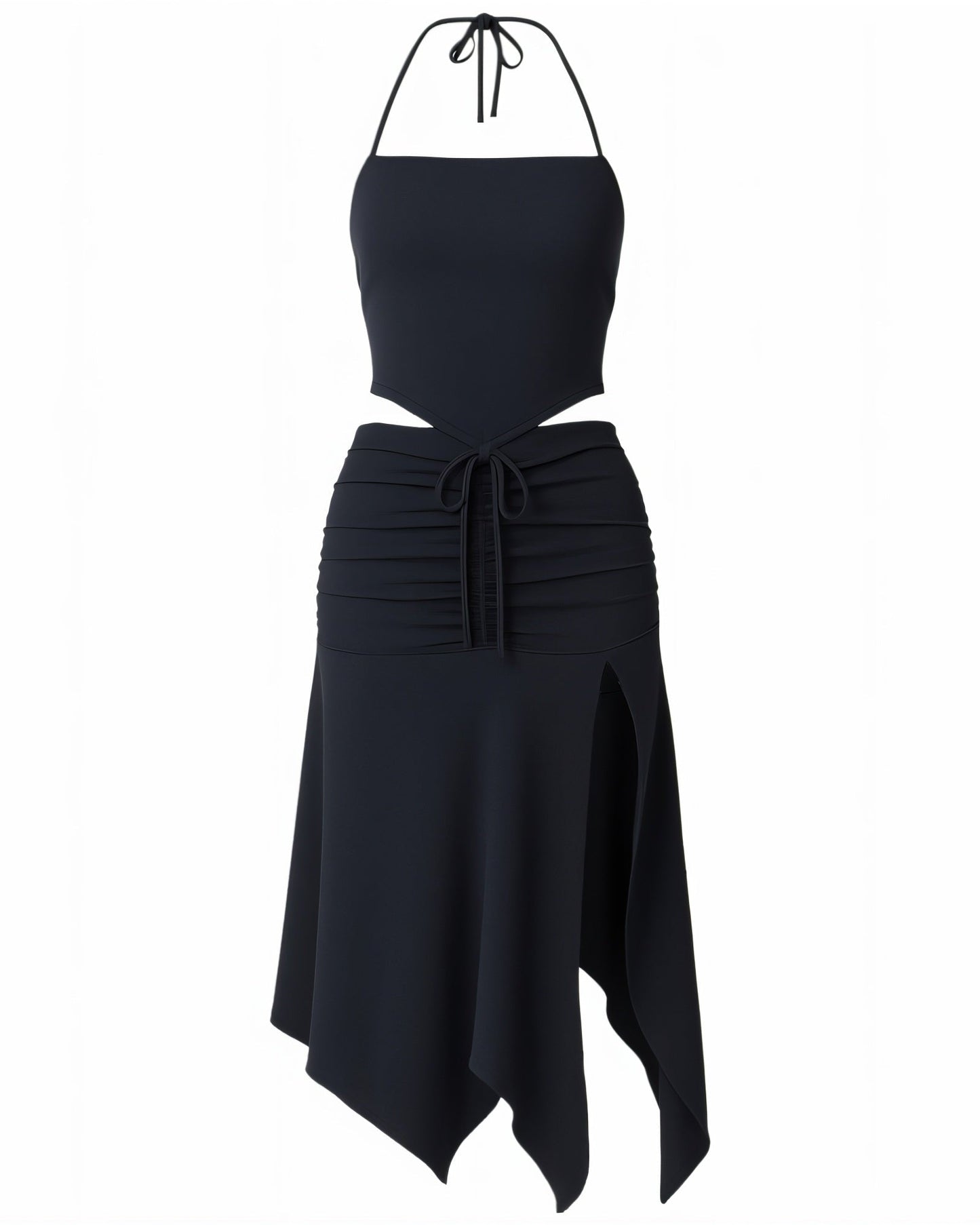 JESS Halter Crop Top & Ruched Midi Skirt Set