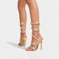 VALENA Crystal Embellished Butterfly & Floral Strappy High Heels
