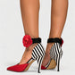VIVIANA Floral Appliqué Ankle Strap Heels