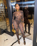 STACIA Leopard Print Long Sleeve Bodysuit & Tights Set
