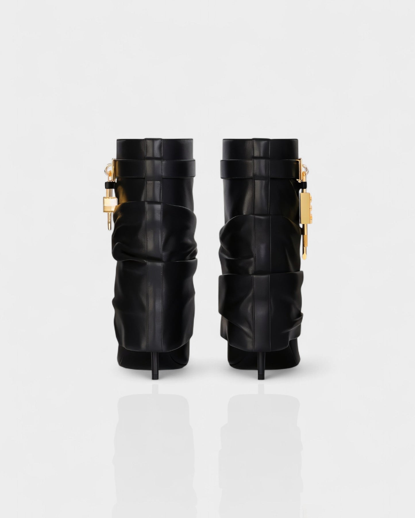 HALINA Padlock Slouch Stiletto Ankle Boots