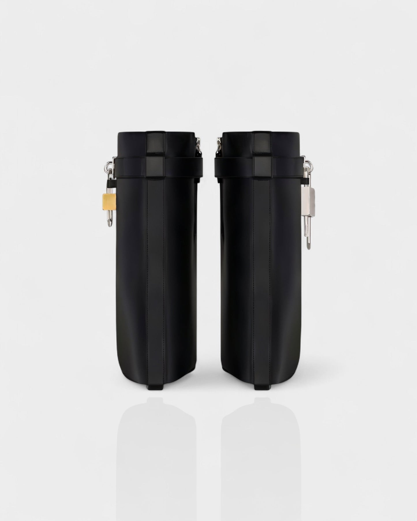 AVELINE Padlock Wedge Faux Leather Ankle Boots