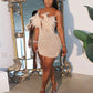 KAYALI Pearl & Rhinestone Embellished Feather Mini Dress