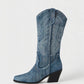 ALIANA Embroidered Denim Cowboy Boots