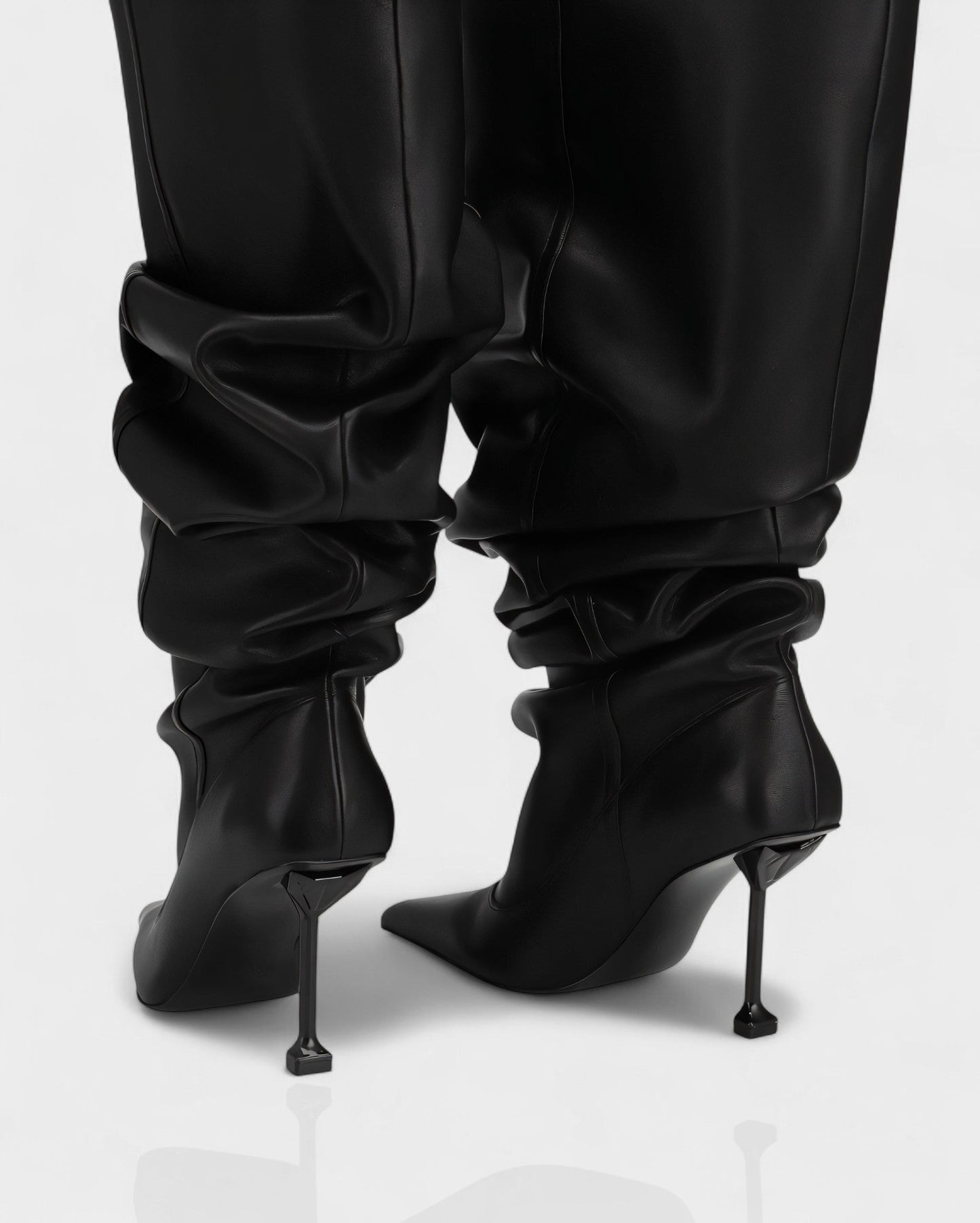 BELLARA Faux Leather Slouchy Pointed Toe Stiletto Boots