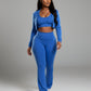 MARJORIE 3-Piece Zip Up Top & Flare Pants Set