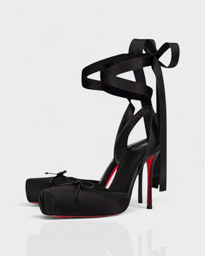 BREN Red Sole Ballet Lace-Up Stiletto Heels