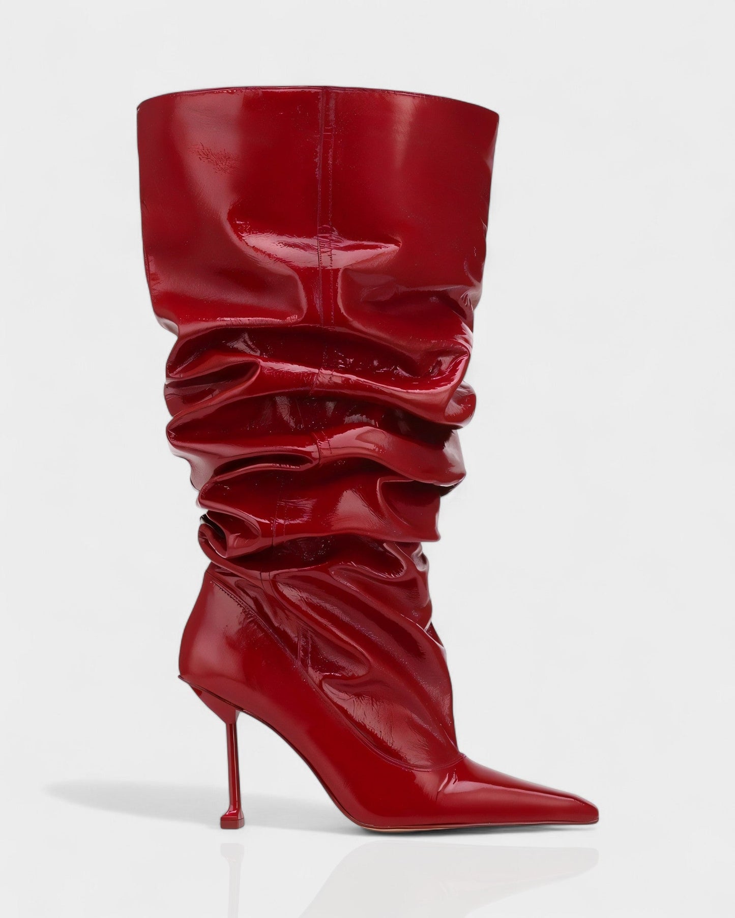 BELLARA Faux Leather Slouchy Pointed Toe Stiletto Boots