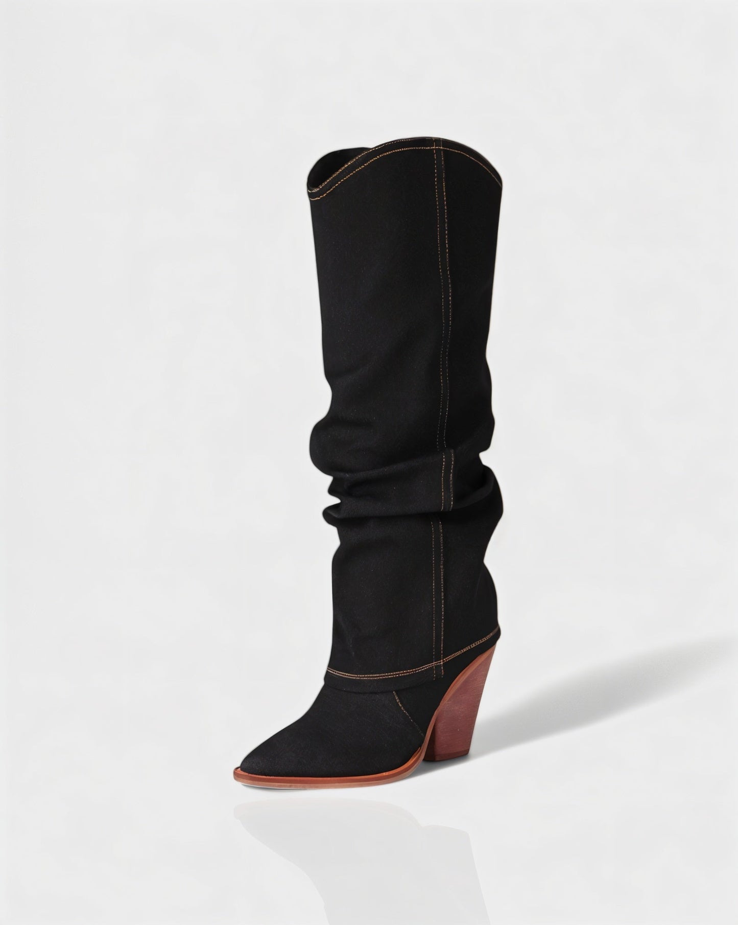 BETTY Denim Pointed Toe Slouchy Cowboy Boots