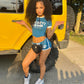 MERRYN Graphic Print Crop Top & Shorts Set