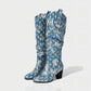 DIANNE Sequin Floral Denim Cowboy Boots