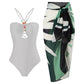 LOTTIE Beaded One-Piece Swimsuit & Tie Maxi Skirt Set