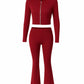 RAINY Zip-Up Hoodie and Flare Pants Set