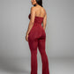 ZANIYA Strapless Twist-Front Flare Jumpsuit
