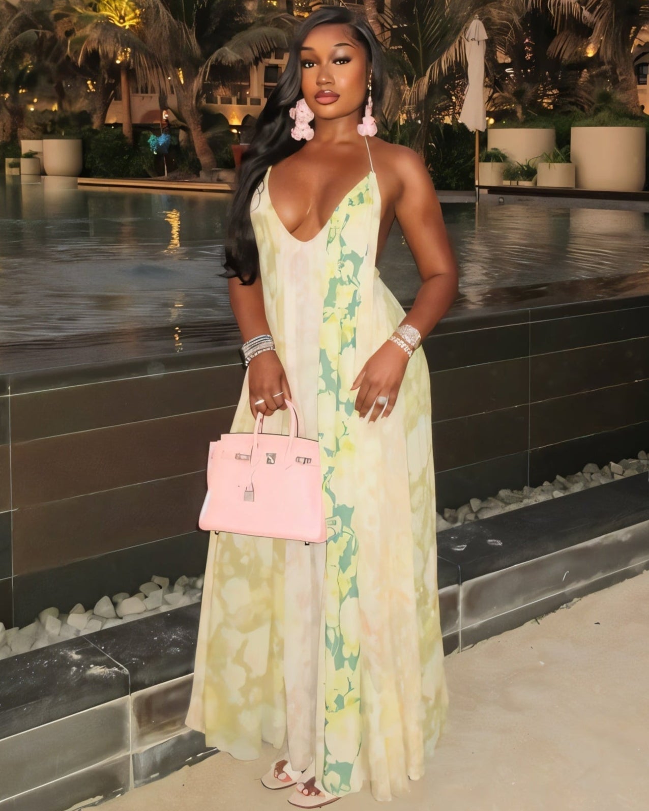 CONNIE Floral Print Halter Maxi Dress