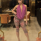 DENISE Plunge Halter Top & Capri Pants Set
