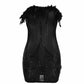 FERA Feather Trim Sequin Mini Dress